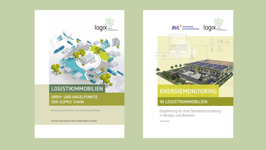 Die Studie „Dreh- und Angelpunkte der Supply Chain“ sowie die Energiemonitoring-Broschüre der Initiative Logistikimmobilien (Logix) sind auf der Website zum kostenlosen Download verfügbar.